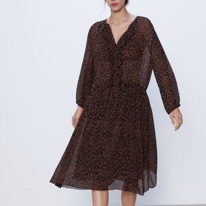 zara ruffled animal print dress